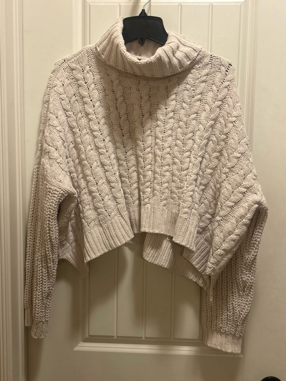 POL Cream Cable Knit Turtleneck Sweater